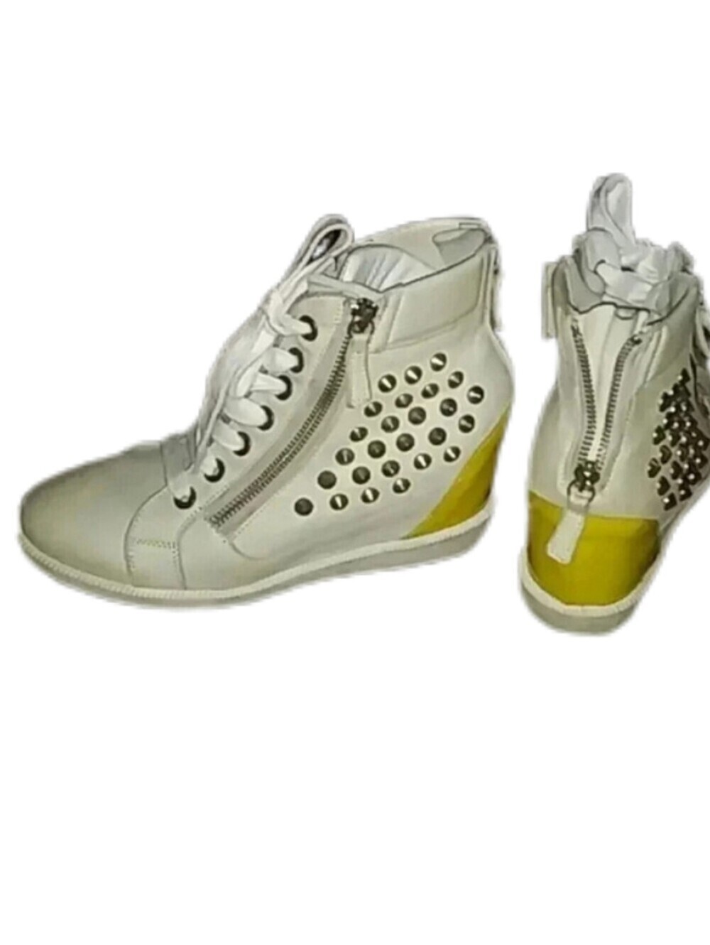 Laura Bellariva white and yellow boots with zippers Women's Size 7.5